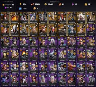 Solcadens ✨Nastya ✨Morrigan ✨Twinfiend ✨20k Gems/17Lords/22Legend/94Epic/34.2k EN ✨Aracha ✨Elddr ✨Valara x2 ✨Hatssut ✨Thallen ✨Velisse