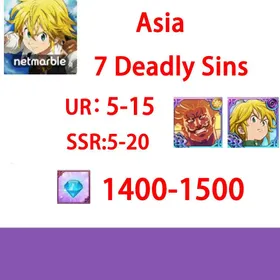 7 Deadly Sins[Asial]1400-1500 diamonds |UR3-15| SSR: 5-10 +Guangao+dark mass| Fast delivery