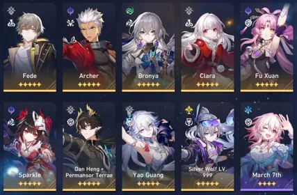 [ AMERICA STARTER TL 10 ] Silverwolf LV999 + Yao Guang + Sparkle + Fu Xuan + Dan Heng PT + Archer | Unset All