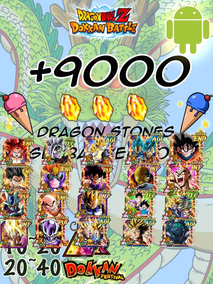 Compte Dokkan Battle GLO Avec 9000 Dragon Stones - Pour IOS/Android, Jeu Dragon Ball