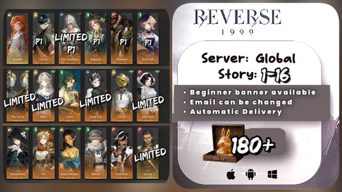 Global | Lvl 3 | 6⭐️: 180 Unilog+ The Twins+P1 Ezio Auditore+(5⭐️Alexios)+Beryl+Anjo Nala+Liang Yue+P1 Kakania+10x6⭐️| ST1-16 | Novice Banner available | #rv16