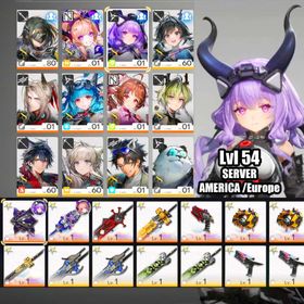 NA/EU54⭐️ Typhoeus +Weapon5⭐️, Liino +Weapon5⭐️, Ardelia + Last Rite + Lifeng + Pogranichnik