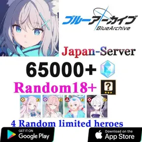 B41【JP】✅ 65000+ diamonds  +(limited) Mika+  (swimsuit) Hanako+ (swimsuit) Hoshino+ Hina (Dress) +4 Random Limited Hero+ 18+ random 3-star heroes | Blue Archive |  full access | Android|IOS |