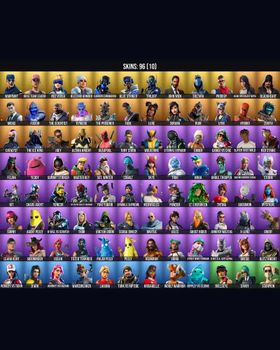 96 Skins Deadpool ⭐️ Ghoul Trooper ⭐️ Meowscles ⭐️ Peely ⭐️ Midas ⭐️ Skye ⭐️ Rippley vs Sludge ⭐️ Catalyst ⭐️ Bullseye ⭐️ Tony Stark ⭐️ Jennifer Walters ⭐️ Slayer Juice WRLD ⭐️ Mystique ⭐️ Warpaint ⭐️ 8-Ball vs Scratch ⭐️ Groot ⭐️ Luxe ⭐️ m9239815724