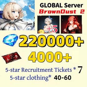 [GLOBAL]220000+ Diamonds +Beachside Angel Teresse（+5）+Hedonist Liberta| Single draw coupon:4000+|5-star Recruitment Tickets *7|Five-star coupons*3-5 + random 40-60 five-star clothing+ 80-160 UR weapons|[Fast delivery]BrownDust 2 Account BDust 2