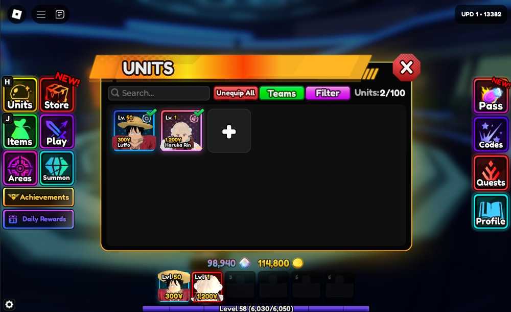 Anime Vanguards 98940 Gems Haruka Rin + Items