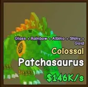 !!COLOSSAL PATCHSAURUS[GLASS+RAINBOW+ALBINO+GOLD+SHINY] NEW DIVINE CHEAP!!