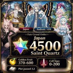 Japan | 4500 Saint Quartz, Golden Fruit 370-600, Optional five stars not used, Call Sign 0-200 | 1 Hour Delivery