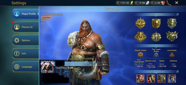 [1 Mythical Champions][5.3M] Embrys + 73 LEGENDARY (Krisk,Mith,Arb,Yakarl,Hilvi,Yukimasa x2,Kassandra,Ezio+1(5*),Gnut,Granyt(5*),Praeva,Thor x2,Glaicad,Stokk,Ninja...) + 1k UNM + RTA AVATAR + 5188 gems + SHARDS(31a+28v+2s) + SOULS(26m+14i+4e)