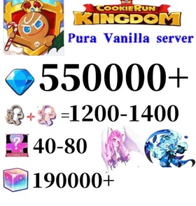 【Pura Vanilla server】550000+ Crystals | 1200～1400 Cookie Cutters | random 40-80 Epic Cookies+Eternal Sugar Cookie+Shadow Milk Cookie+190000+ Rainbow Cube|Beast's Heritage Selection Chest is not used|Ancient Cookie Selection Chest|Legendary Cookie Selection Chest | Plot progress 1-3] iOS/Android Cookie Run: Kingdom