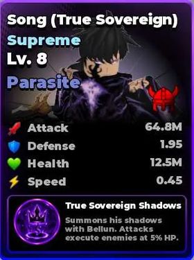 Song (True Sovereign) Lv.8 Parasite | Trait Viking | Roll Anime to Fight | Fast Delivery |