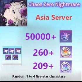 Asia|Crystal×50000+Rescue Anchor×260+Signal Amplification Anchor×209+Selector Combatant Ticket×3+Companion Selector Ticket×2+Random 1 to 4 five-star characters|Fast Delivery