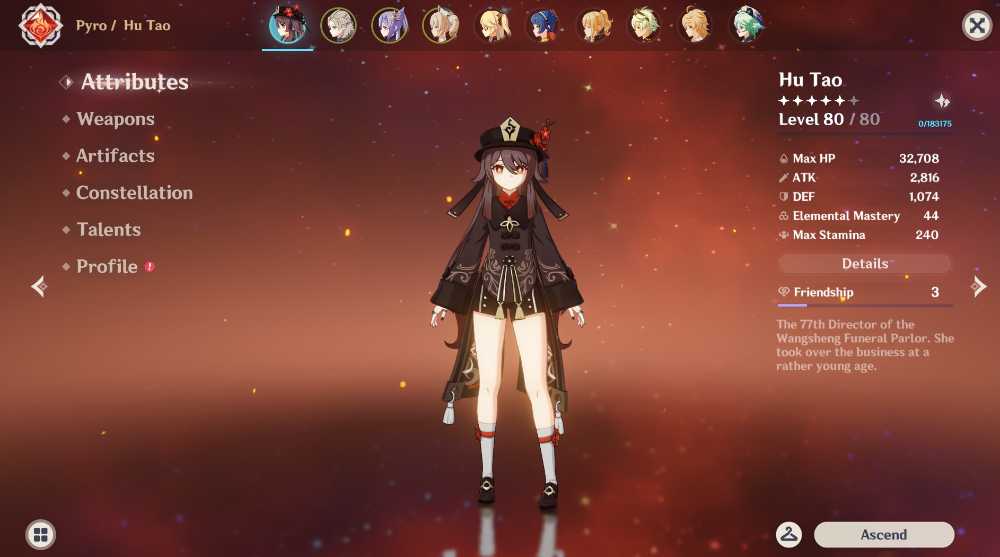 First Owner Account End Game Genshin Ar 50 4 5 Character Hu Tao Keqing Albedo