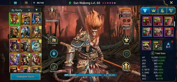 RSL# 353➤29 Legendary➤He-Man➤ legate teox➤Loki➤Wukong➤2710 shards➤1.21M power➤lvl 55➤Changeable email