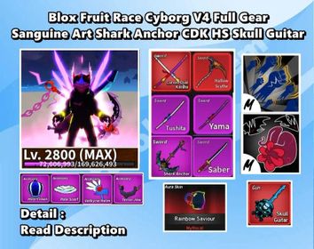 Instant Delivery !! Blox Fruit Beli 36M+ Fragment 13k+ Level 2800 Race Cyborg V4 Full Gear Sanguine Art Shark Anchor Cursed Dual Katana CDK Hallowscythe HS Skull Guitar Unverified Account