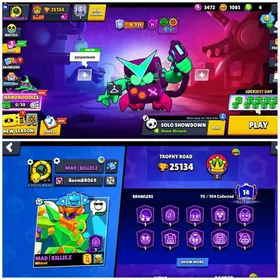 70 BRAWLER🔥25,134+ TROPHY🏆14 MAX BRAWL🔥36 HYPERCHARGED💙Win Streak 19✨152+ Skin🔷Lots of Rare Skin💙Android And Ios•Full Access✅INSTANT DELIVERY✅