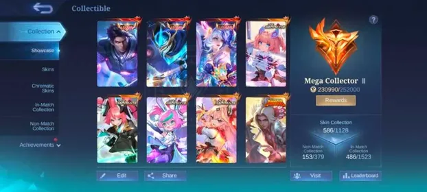 ML# 1556 Mega 2 legend 3 Kagura full set aspirnt 4 KOF 3 transfer 3 Prime 2 kungfu Panda 2 allstar moskov Soul vessel Hanabi gold Chou Echo Chou LUCKY 11 TLPH Epic Recall