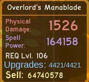 Overlord's ManaBlade Max - Legendary Weapon - Dungeon Quest Reborn