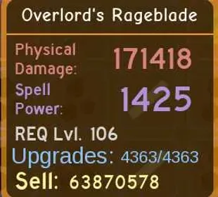 Overlord's RageBlade Max - Legendary Weapon - Dungeon Quest Reborn