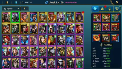 Power 1.04M | Level 56 | 13 Legendary | 39 Epic | 10.1K Energy | RSLA121