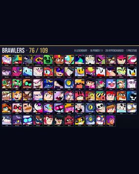 🏆 31K Trophies • 🎮 76/109 Brawlers • 🎨 103 Skins • ⭐ 6 Legendary • ⚡ 28 Hypercharged • 💪 16 Maxed P11 • 👑 1 Prestige • 💎 1 Legendary / 1 Mythic / 1 Hypercharge Skins • 🔥 Godzilla Buzz, Outlaw Colt, Bandita Shelly, Constructor Jacky m9920424977