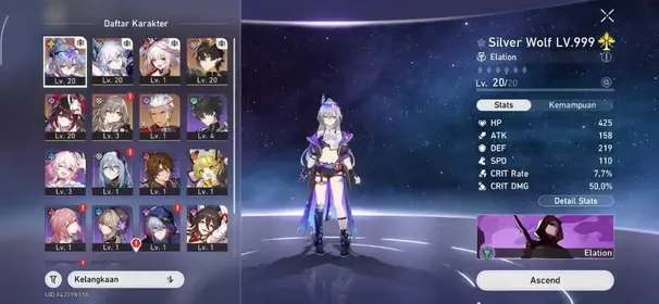 [Asia] | Starter TL 10 | Premium Team | SilverWolf LV999+YaoGuang+Sparxie+Sparkle+DanhengPT | 2 Golden Companions | Unset All | Fast Delivery