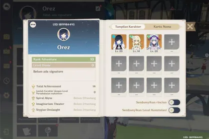 [ASIA] AR 10 FEMALE | Yelan + Mizuki Low Explore | All Unset (username+birthday) | Free to Play | Fast Delivery