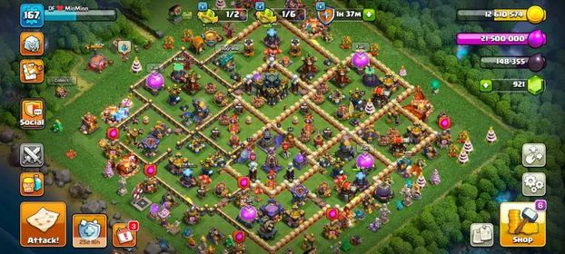 [T17] TH17 GOOD WALL |  LV 167 | HERO 59/62/50/43/35/12 | Many  Decorations Rare Dragon Statue  | INSTAN DELIVERY