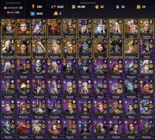 Praetus ✨Jezebelle ✨Morrigan ✨Twinfiend ✨10.2k Gems/14Lords/22Legend/114Epic/35.1k EN ✨Silas ✨Eirlys ✨Khamet x3 ✨Yuri ✨Cainan ✨Uredin