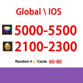 Global|IOS/Only|5000-5500RD|2100-2300GF+1 Random Super Legendary Hero|100% Safe Account|