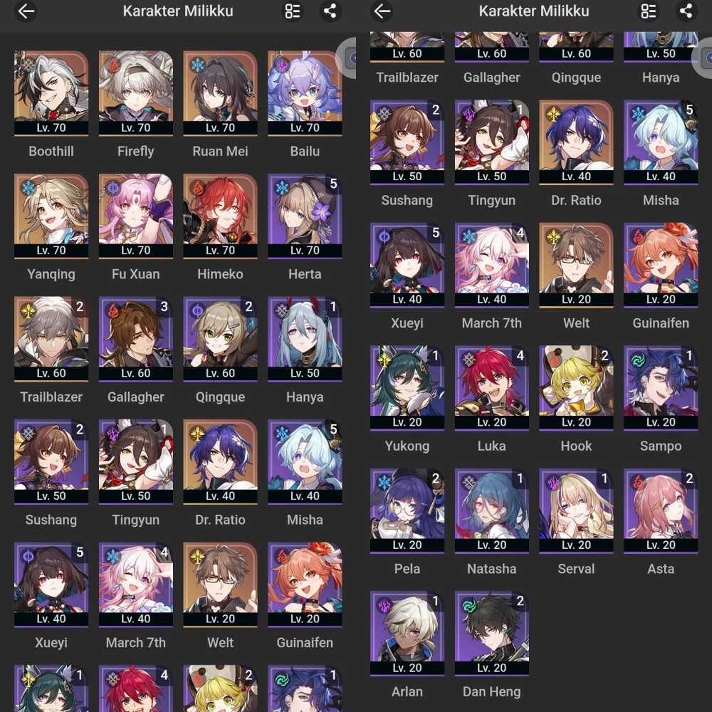 (2) [lv.50] Jade sign,Bootthill,fu xuan,ruan mei,firefly,himeko,yanqing ...