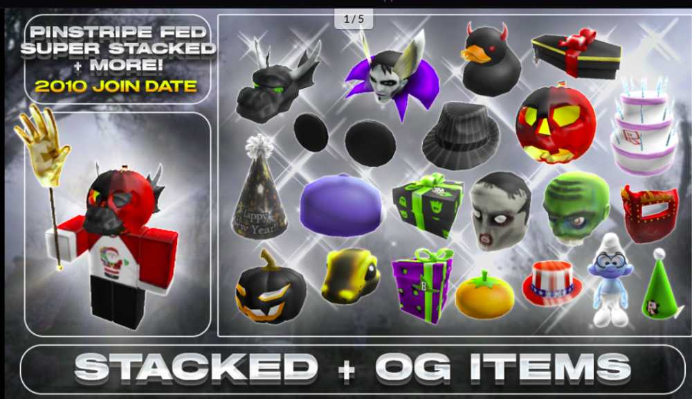 Old Robux Stack Picture ROBLOX 2010 Account 137+ Offsales/Limiteds Classic Pumpkin + Pinstripe ...