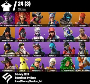 [PC/XBL/PSN] | 24 Skins | The Ace | Dusk | Fable | DJ Yonder | Giddy-up | Default Pickaxe | Crowbar | Guiding Glow | 0 VB