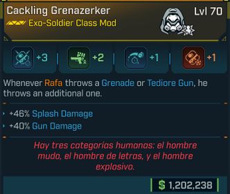 ⭐[META ROLL] L70 GRENAZERKER (SPLASH DAMAGE) - SEE IMAGES FOR STATS⭐