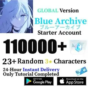 【Global-Taiwan server】⚡110000+diamond+20-30 random 3-star heroes | Blue Archive| full access| Android|IOS|