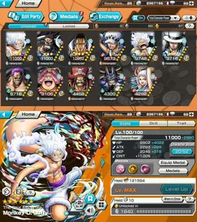 LVL 29 - HB 14 - 11 EX META 3 MAX - LUFFY V2 MAX - KAIDO V2 MAX - KIZARU MAX - TRAFALGER LAW - GEAR 5 LUFFY - ROB LUCCI - ZEPHRY - BIGMOM - ROGER - KAIDO V1 - YAMATO - SUPPORT 147 - BR588