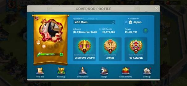 15M Power - KD 4096 - Ready to Migrate to Offseason 'Season 2' - Yi Seong-Gye 5532, Cao Cao 5251 - VIP 10 - 25K Gems - 50 Golden Keys - Archer #565