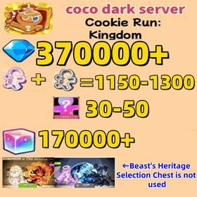 coco dark server|340000-370000 Crystals + 6–8 Ancient / Legendary / Epic Cookies| 1150～1300 Cookie Cutters | random 30-50 Epic Cookies+170000 Rainbow Cube|Beast's Heritage Selection Chest is not used|Ancient Cookie Selection Chest|Beast's Heritage Selection Chest is not used|Ancient Cookie Selection Chest|Legendary Cookie Selection Chest | Plot progress 1-3] iOS/Android Cookie Run: Kingdom