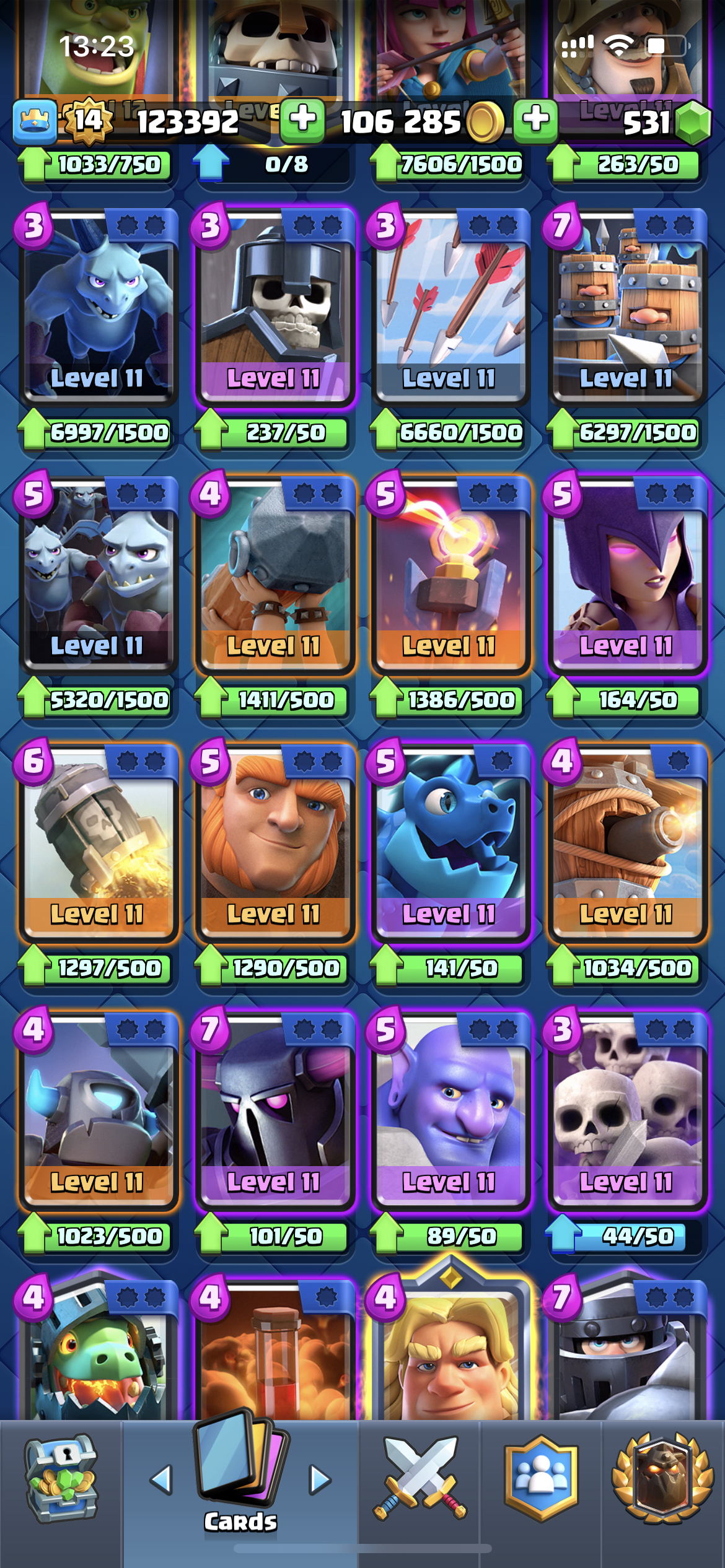 Clash royale 14 level 12 tower skins 4y/o account!