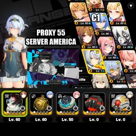 NA55⭐️Soldier Anby + Yidhari + Lucia C1 +Weapon5⭐️, Ye Shunguang +Weapon5⭐️, Yanagi +Weapon5⭐️, Alice (SKIN) + Zhao + Rina C1 + Soldier 11 c1 + Lycaon