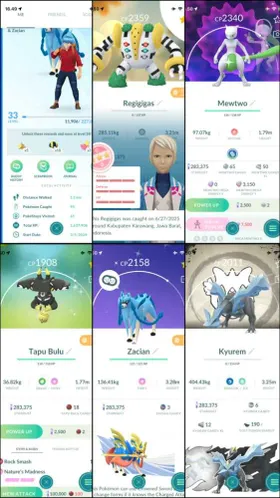 LVL 33👑Rare Hundo Legendary Regigigas👑Mega Mewtwo Y👑3x Shiny Legend (Mewtwo/Zacian/Tapu Bulu)✨Shadow Dialga/Palkia✨Special Bg Kyurem✨80 Legendary✨4 Shiny