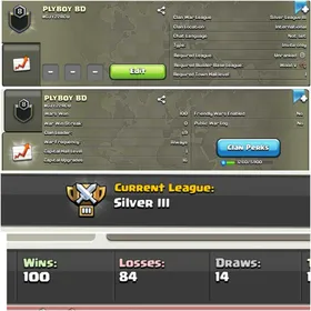 【PLYBOY】 ➤LEVEL 8 CLAN ➤ SILVER 3 CWL LEAGUE ➤ CLAN CAPITAL 1 ➤ WIN 100