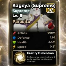 (LVL 8) Kageya Supreme Parasite Viking | 608 M DPS | Roll Anime To Fight