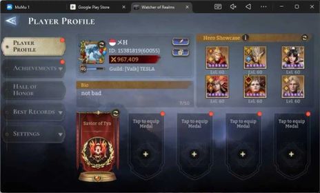 Global 60xx|Power 967K|Unnamed: Ymiret|2 Lord:Jezebelle,Aracha|23 Legend:Valara,Kigiri,Etc|Assassin's Creed:Evie,Ezio| WOR094B