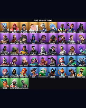 48 Skins Fishstick ⭐️ Scarlet Commander ⭐️ Stray ⭐️ Helsie ⭐️ The Ageless ⭐️ Eren Jaeger ⭐️ Mina Park ⭐️ Highwire ⭐️ Tegan ⭐️ Renzo the Destroyer ⭐️ Valeria ⭐️ Peter Griffin ⭐️ Mizuki ⭐️ Nezumi ⭐️ Khaby Lame ⭐️ Explorer Emilie ⭐️ Felina ⭐ m9951664744