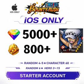 Global[IOS/Only][5000-5200RD][600-800 GF]+[4★Trafalgar Law]+ Random 4-6 Star Character[Fast delivery][Beginner Account]|ONE PIECE Bounty Rush
