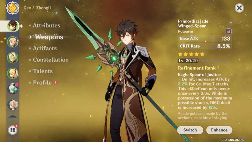 Na Zhongli And Jean With 5 Weapon