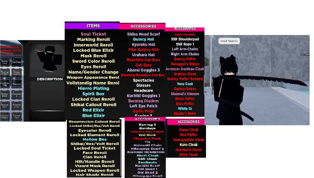 TYPE SOUL True Vizard Bankai Kyokasuigetsu Weapon (Odshi) (Unseen blade)  2SB [sonata flow eviscerate] Clan:Hyosube True Vizarddmg,rei,speed Full  Max