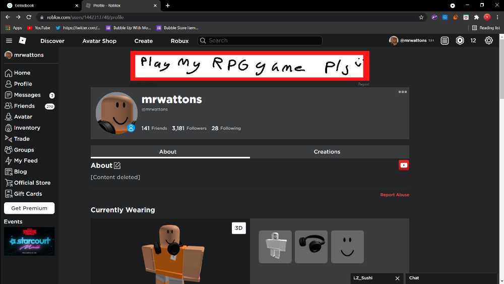 Selling a roblox account.
