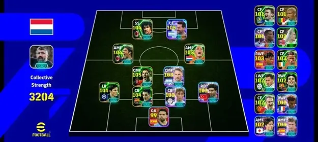 STRENGTH 3204 ✅ONLY KONAMI✅ RUUD GULLIT 107🔥 LIONEL MESSI 105 blitz🔥WESLEY SNEIJDER 105🔥RUI  COSTA 106🔥JAVLER ZANETTI 104🔥  💥best balance I'd 💥 💥top paid all